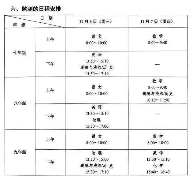 南京多区期中考试安排!