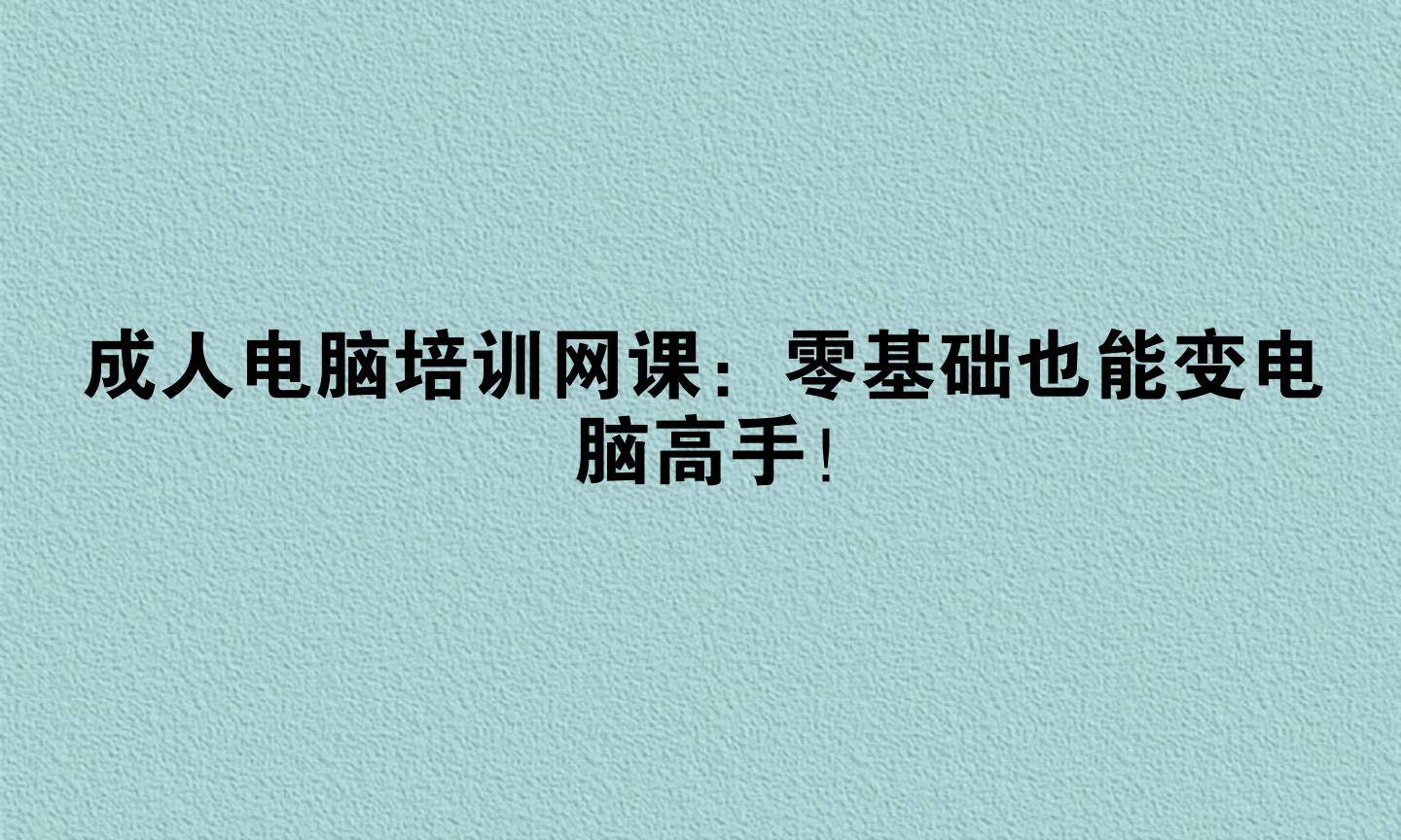 成人电脑培训网课：零基础也能变电脑高手！
