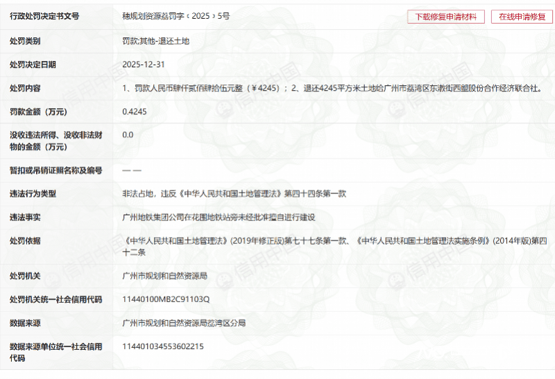 广州地铁多个新建站点涉违规用地,最新回应